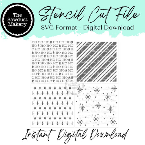 Digital Stencil Set | Christmas Stencils | Stencil SVG | Candy Cane | Christmas Tree | Starry Sky | Ho Ho Ho Stencil | Stencil File