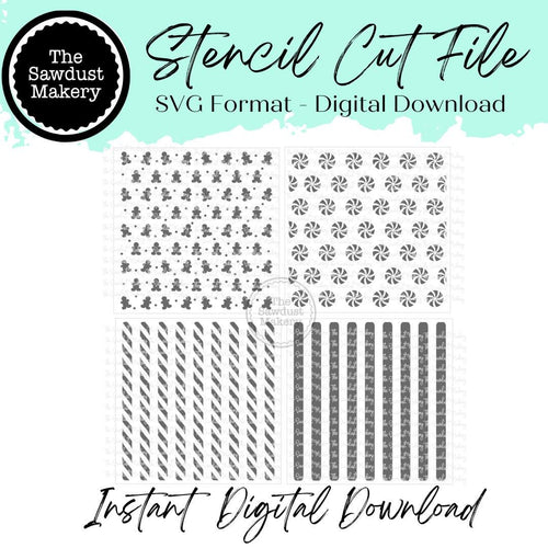 Digital Stencil Set | Gingerbread Stencils | Stencil SVG | Candy Cane | Peppermint Swirls | Peppermint Stick Stencil | Stencil File