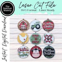 Load image into Gallery viewer, Farmhouse Christmas Ornament Bundle SVG File | Laser Cut File | Christmas Ornaments | Ornament SVG | Country Christmas | Farm Ornaments svg
