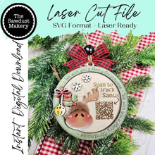 Load image into Gallery viewer, Moose Santa Tracker Christmas Ornament SVG File | Laser Cut File | Christmas Ornament SVG | Ornament SVG | Moose Laser Svg
