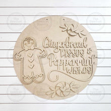 Load image into Gallery viewer, Gingerbread Kisses Door Hanger 10.5&quot; SVG File | Laser Cut File | Gingerbread SVG File | Door Hanger | Gingerbread Christmas SVG
