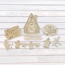 Load image into Gallery viewer, Gingerbread Christmas Decor Set Tiered Tray Display SVG File | Laser Cut File | Gingerbread House SVG | Peppermints | Gingerbread Cookies
