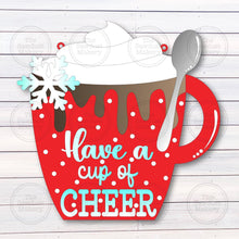 Load image into Gallery viewer, Hot Cocoa Cup Door Hanger SVG File | Laser Cut File | Christmas SVG File | Door Hanger SVG | Cup of Cheer svg file
