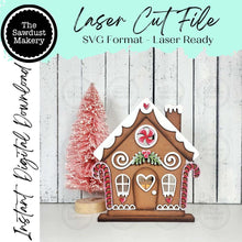 Load image into Gallery viewer, Gingerbread House Votive Shelf Sitters SVG File | Laser Cut File | Gingerbread SVG | Christmas laser File | Gingerbread Icing | Peppermints
