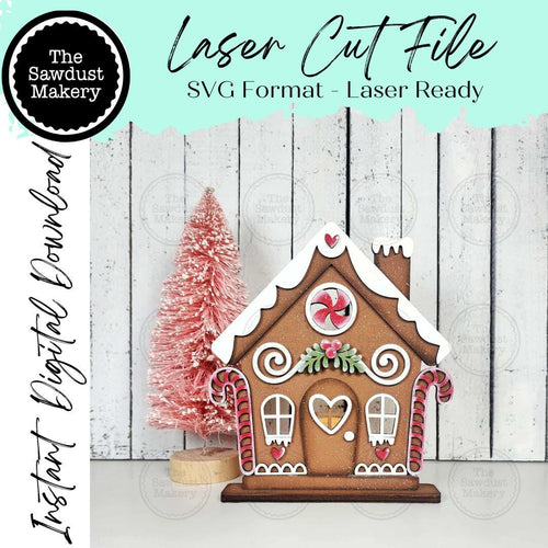 Gingerbread House Votive Shelf Sitters SVG File | Laser Cut File | Gingerbread SVG | Christmas laser File | Gingerbread Icing | Peppermints