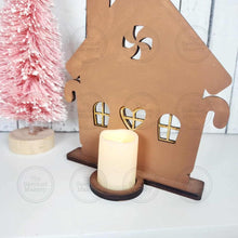 Load image into Gallery viewer, Gingerbread House Votive Shelf Sitters SVG File | Laser Cut File | Gingerbread SVG | Christmas laser File | Gingerbread Icing | Peppermints
