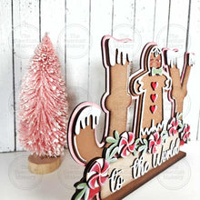 Load image into Gallery viewer, Gingerbread Joy Shelf Sitter Standing Sign File SVG | Laser Cut File | Gingerbread SVG | Christmas Word Art Svg | Joy to the World SVG
