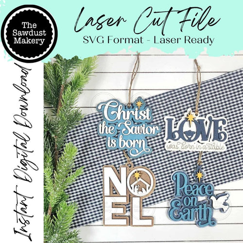Nativity Word Art Christmas Ornament Bundle Laser Cut SVG File | Christmas Ornament SVG | Ornament Bundle SVG | Nativity Ornaments