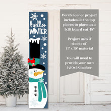 Load image into Gallery viewer, Hello Winter Snowman Porch Leaner SVG File | Laser Cut File | Snowman Porch Leaner | Snowman SVG | Christmas SVG | Snowflake svg
