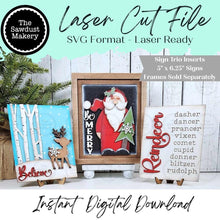 Load image into Gallery viewer, Oh Deer Christmas Trio Sign Bundle Laser Cut File | Interchangeable Frame | Christmas Sign Inserts | 5" x 6.25" signs | Reindeer SVG
