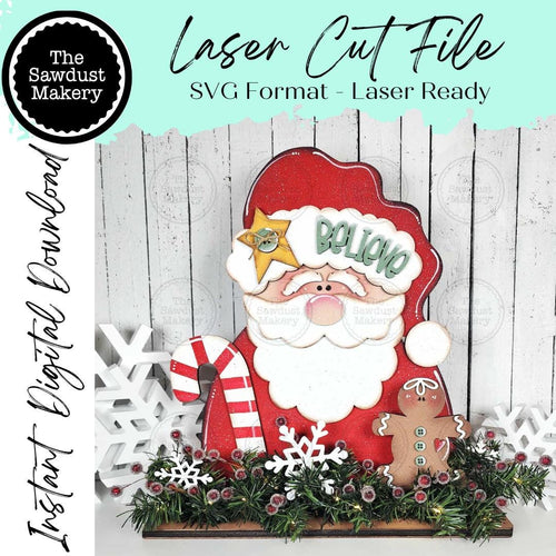 Kris Kringle Santa Shelf Sitter SVG File | Laser Cut File | Christmas SVG | Santa svg | Santa Mantle Decor | Light Up Decor SVG