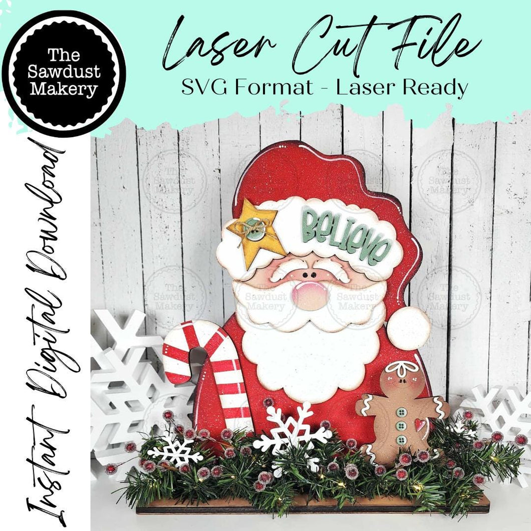 Kris Kringle Santa Shelf Sitter SVG File | Laser Cut File | Christmas SVG | Santa svg | Santa Mantle Decor | Light Up Decor SVG
