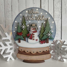 Load image into Gallery viewer, Snowman Snow Globe Light up Shelf Sitter Standing Sign File SVG | Christmas Laser Cut File | Winter Mantle decor | Snowman Svg | Winter svg
