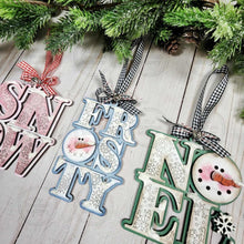 Load image into Gallery viewer, Snowman Word Ornament Bundle Christmas Ornament SVG File | Laser Cut File | Christmas Ornament SVG | Snowman Ornament svg | Snowman SVG
