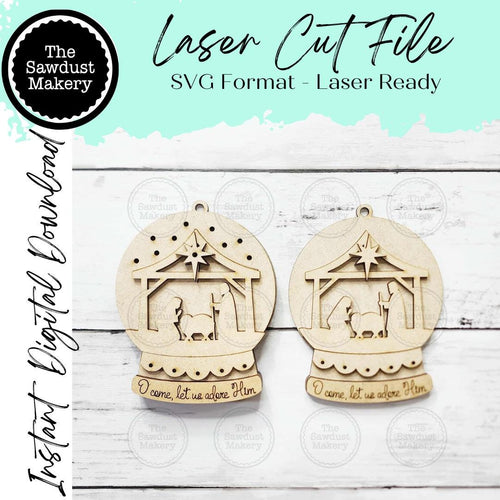 Manger Nativity Lighted Snow Globe Ornament SVG File | Laser Cut File | Fairy Light Ornament svg | Ornament SVG | Winter svg
