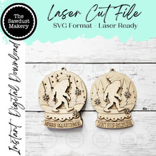 Load image into Gallery viewer, Sasquatch Bigfoot Lighted Snow Globe Ornament SVG File | Laser Cut File | Fairy Light Ornament svg | Ornament SVG | Sasquatch svg

