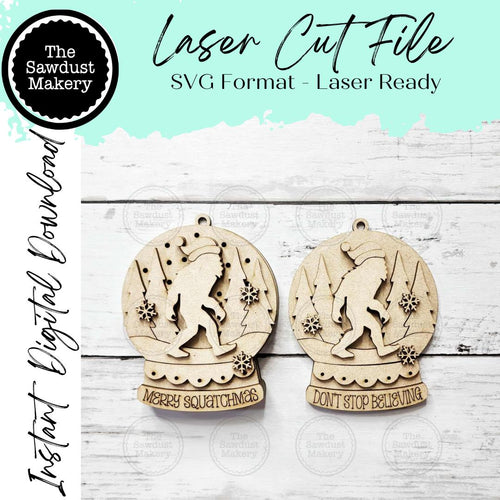 Sasquatch Bigfoot Lighted Snow Globe Ornament SVG File | Laser Cut File | Fairy Light Ornament svg | Ornament SVG | Sasquatch svg