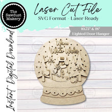 Load image into Gallery viewer, Snowman Snow Globe Light up Door Hanger Sign File SVG | Christmas Laser Cut File | Winter Door Hanger | Snowman Svg | Winter svg
