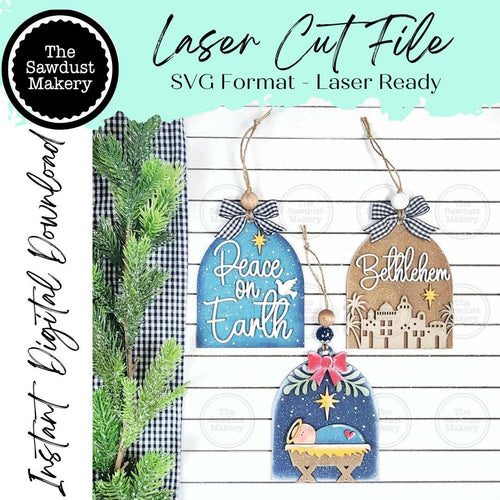 Nativity Arch Christmas Ornament Bundle 2 Laser Cut SVG File | Christmas Ornament SVG | Ornament Bundle SVG | Nativity Ornaments