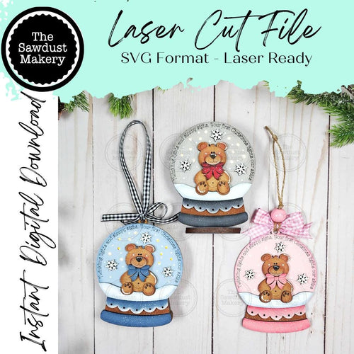 Bear Baby's First Christmas Lighted Snow Globe Ornament SVG File | Laser Cut File | Fairy Light Ornament svg | Ornament SVG | Bear svg