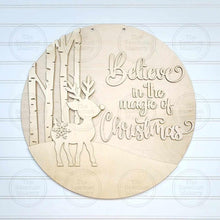 Load image into Gallery viewer, Reindeer Door Hanger 10.5&quot; SVG File | Laser Cut File | Reindeer SVG File | Door Hanger | Believe in the magic of Christmas SVG
