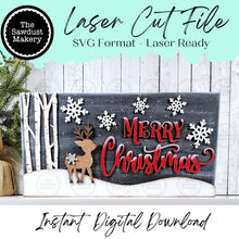 Load image into Gallery viewer, Reindeer Merry Christmas Mantle Sign SVG File | Laser Cut File | Christmas svg | Vintage Christmas | Christmas Eve | Christmas Decor
