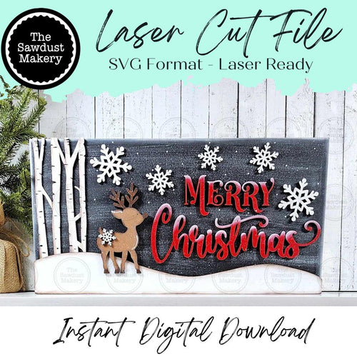 Reindeer Merry Christmas Mantle Sign SVG File | Laser Cut File | Christmas svg | Vintage Christmas | Christmas Eve | Christmas Decor