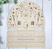 Load image into Gallery viewer, Christmas Church Light up Shelf Sitter Standing Sign File SVG | Christmas Laser Cut File | Winter Mantle decor | Vintage Christmas Svg
