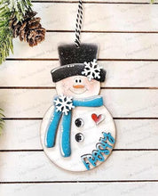 Load image into Gallery viewer, Frosty Snowman Pop-Out Christmas Ornament SVG File | Laser Cut File | Christmas Ornament SVG | DIY Ornament Bar svg
