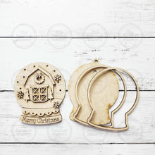 Load image into Gallery viewer, Farmhouse Barn Lighted Snow Globe Ornament SVG File | Laser Cut File | Fairy Light Ornament svg | Ornament SVG | Winter svg
