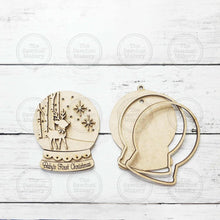 Load image into Gallery viewer, Baby&#39;s First Christmas Deer Lighted Snow Globe Ornament SVG File | Laser Cut File | Fairy Light Ornament svg | Ornament SVG | Winter svg
