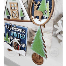 Load image into Gallery viewer, Winter Cabin Decor Set Tiered Tray Display SVG File | Laser Cut File | Chalet Winter Cabin SVG | Alpine Tree SVG | Winter Christmas svg
