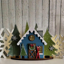 Load image into Gallery viewer, Winter Cabin Mantle Votive Shelf Sitters SVG File | Laser Cut File | Winter SVG | Christmas laser File | Votive Holder | Cozy Winter SVG
