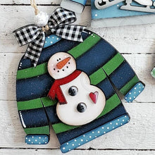 Load image into Gallery viewer, Winter Sweaters Pop-Out Christmas Ornament SVG File | Laser Cut File | Christmas Ornament SVG | DIY Ornament Bar svg
