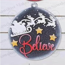 Load image into Gallery viewer, Believe Santa Christmas Pop-Out Christmas Ornament SVG File | Laser Cut File | Christmas Ornament SVG | DIY Ornament Bar svg
