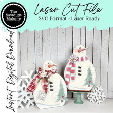 Load image into Gallery viewer, Winter Snowman Standing Shelf Sitter SVG File | Laser Cut File | Standing Snowman SVG | Snowman Shelf Sitter | Winter Snowman SVG
