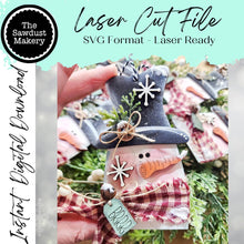 Load image into Gallery viewer, Prim Brrr Snowman Ornament SVG | Laser Cut File | Christmas Ornament SVG | Primitive SVG | Snowman Ornament Svg | Vintage Snowman
