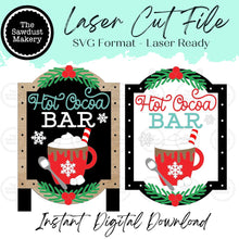 Load image into Gallery viewer, Hot Cocoa Bar Light Up Sign SVG File | Laser Cut File | Christmas SVG File | Door Hanger SVG | Hot Cocoa Bar svg file
