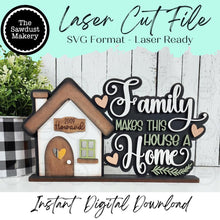 Load image into Gallery viewer, Family Home Word Art Votive Shelf Sitters SVG File | Laser Cut File | Family SVG | Home laser File | Votive Holder | Farmhouse Family SVG
