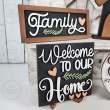 Load image into Gallery viewer, Family Home Decor Set SVG File | Laser Cut File | Home SVG Home Sweet Home Laser File | Farmhouse SVG | Home Votive Holder svg
