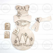 Load image into Gallery viewer, Snowman Tree Belly Door Hanger SVG | Snowman laser cut file Let it Snow | Glowforge | Snowman Door Hanger | Let it Snow SVG
