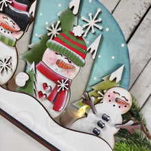 Load image into Gallery viewer, Winter Snowman Mantle Votive Shelf Sitters SVG File | Laser Cut File | Winter SVG | Christmas laser File | Votive Holder | Cozy Snowmen SVG
