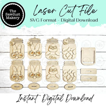 Load image into Gallery viewer, Easter Mason Jar Basket Tag | Easter Shelf Sitter | Gift Card Holder SVG File | Laser Cut File | Easter Ornament SVG | Mason Jar SVG
