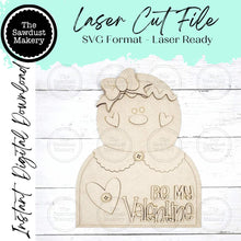 Load image into Gallery viewer, Gingerbread Valentine Girl SVG File | Hearts | Laser Cut File | Valentine's Day SVG File | Gingerbread Shelf Sitter | Be Mine Valentine SVG
