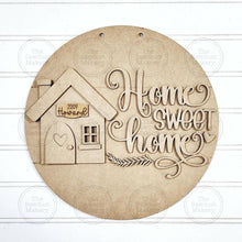 Load image into Gallery viewer, Home Sweet Home Door Hanger Sign SVG | Laser Cut File | Glowforge | Personalized Home Decor | Family Home Decor Door Sign

