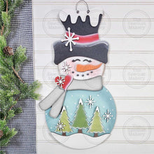 Load image into Gallery viewer, Snowman Tree Belly Door Hanger SVG | Snowman laser cut file Let it Snow | Glowforge | Snowman Door Hanger | Let it Snow SVG
