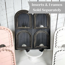 Load image into Gallery viewer, Mini Arch Quad Window Interchangeable Frame Sign Holder | Mini Arch Boho Frame | Scallop Arched Frame Laser Cut File
