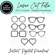 Load image into Gallery viewer, Eye Glasses Embellishment Laser Cut SVG File | Nerdy Glasses SVG | Laser SVG File | Glowforge | Embellishment Laser File

