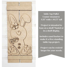 Load image into Gallery viewer, Prim Bunny Table Top Pallet Leaner SVG File | Laser Cut File | Easter SVG File | Bunny Pallet svg | Spring SVG
