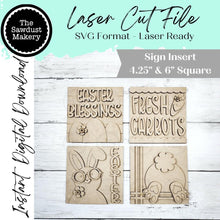 Load image into Gallery viewer, Bunny &amp; Carrot Easter Signs Laser Cut File | Laser Cut File | Interchangeable Frame | Easter Sign Inserts | Easter Sign Bundle
